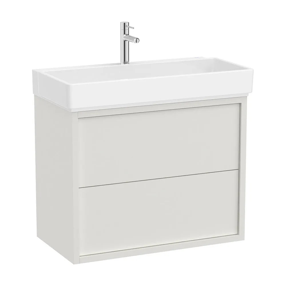Mueble base suspendido con dos cajones y lavabo porcelana 80x43x60 cm Roca - Vista 2
