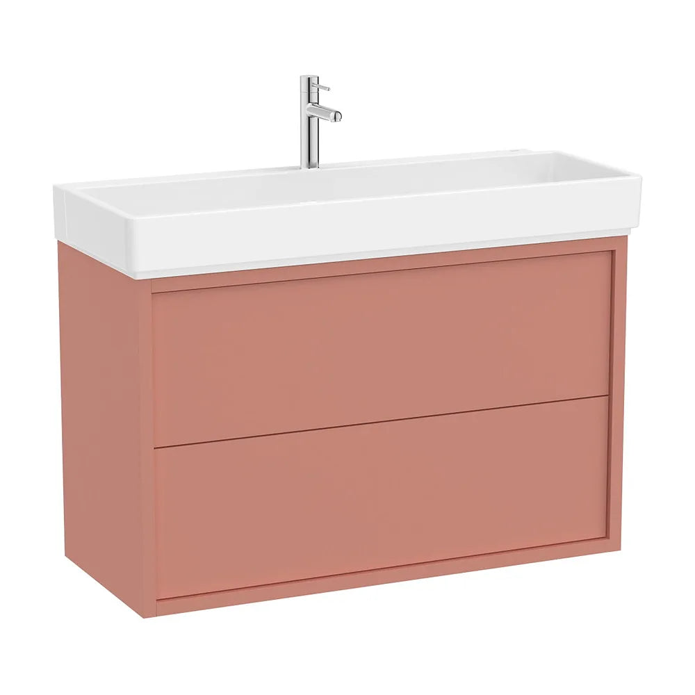 Mueble base suspendido con dos cajones y lavabo con orificio para grifería 100x43x60 cm Roca - Vista 2