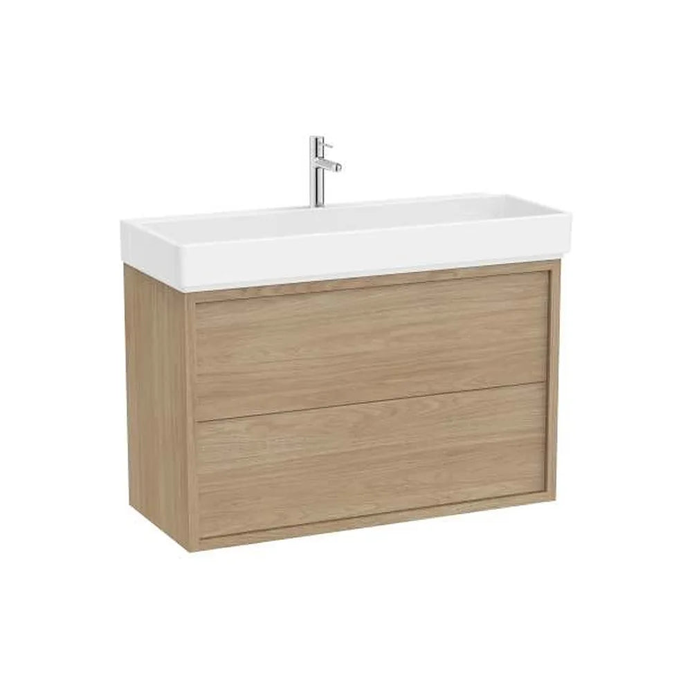 Mueble base suspendido con dos cajones y lavabo porcelana 100x43x60 cm Roca - Vista 1