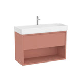 Meuble Sous Vasque Suspendu 1 Tiroir Et Étagère Ouverte X 60 Cm Lavabo en Porcelaine Terracotta Clair 100x43 cm Roca