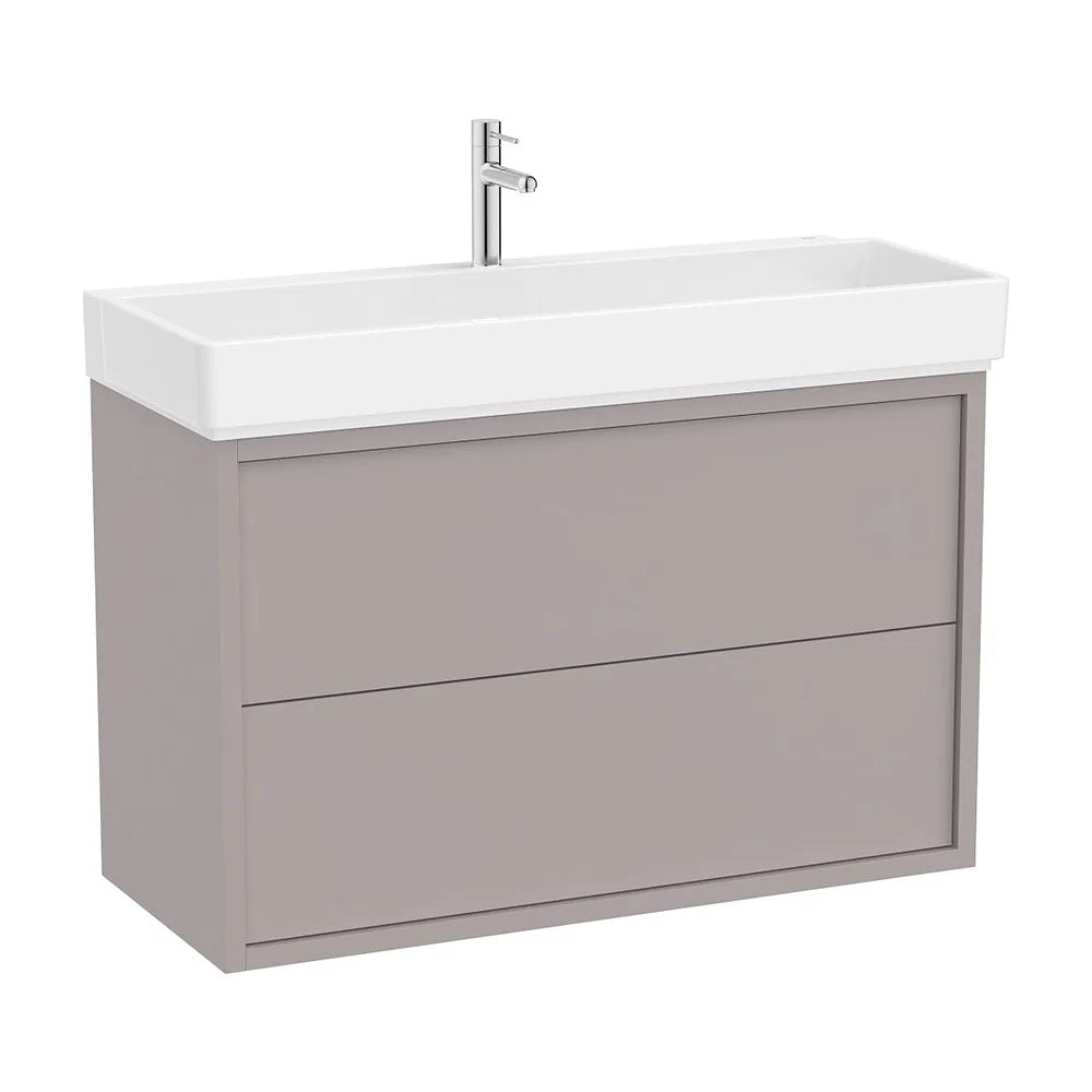 Mueble base suspendido con dos cajones y lavabo con orificio para grifería 100x43x60 cm Roca - Vista 2