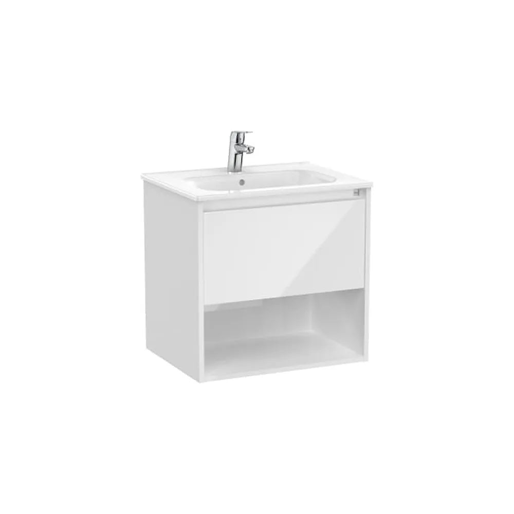 Mueble base suspendido con cajón estante abierto y lavabo 60x46x58 cm Roca - Vista 1