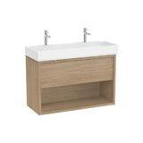 Mueble Base Suspendido con Cajón Estante Abierto y Lavabo con Dos Orificios para Grifería 100x43x60cm Roca