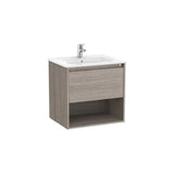 Mueble Base Suspendido Cajón Estante Abierto y Lavabo Porcelana 60x46x58cm Roca