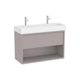 Mueble Base Suspendido Cajón Estante Abierto y Lavabo Porcelana 100x43x60cm Roca