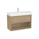 Meuble Vasque Suspendu Avec Tiroir Et Niche Ouverte Pour Lavabo X 60 Cm Finition Chêne Clair 100x43 cm Roca