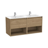 Mueble Suspendido with Basin Doble 2 Cajones y Dos Estantes Abiertos Nogal Roca