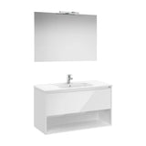 Móvel Base Suspenso Com Gaveta E Prateleira Lavatório Espelho Com Aplique Led X 58 Cm 100x46 cm Roca