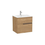 Meuble Lavabo Mural À Deux Tiroirs Avec Vasque en Porcelaine Dimensions X 58,3 Cm Finition Noyer Victoria 60,5x46 cm Roca
