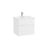 Meuble Bas Suspendu À Deux Tiroirs Avec Lavabo en Porcelaine Dimensions X 58,3 Cm Blanc Mat Victoria 60,5x46 cm Roca