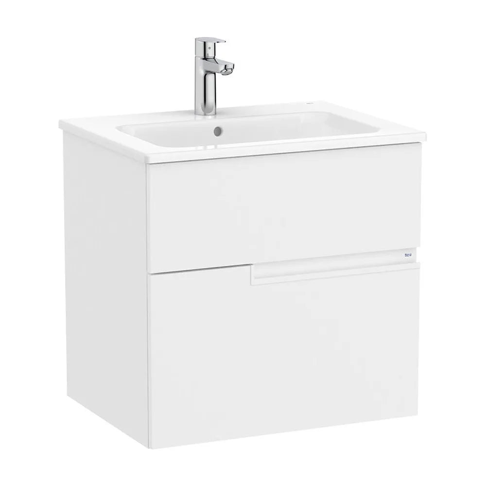 Mueble base suspendido con dos cajones y lavabo porcelana 60x46x58 cm Roca - Vista 2