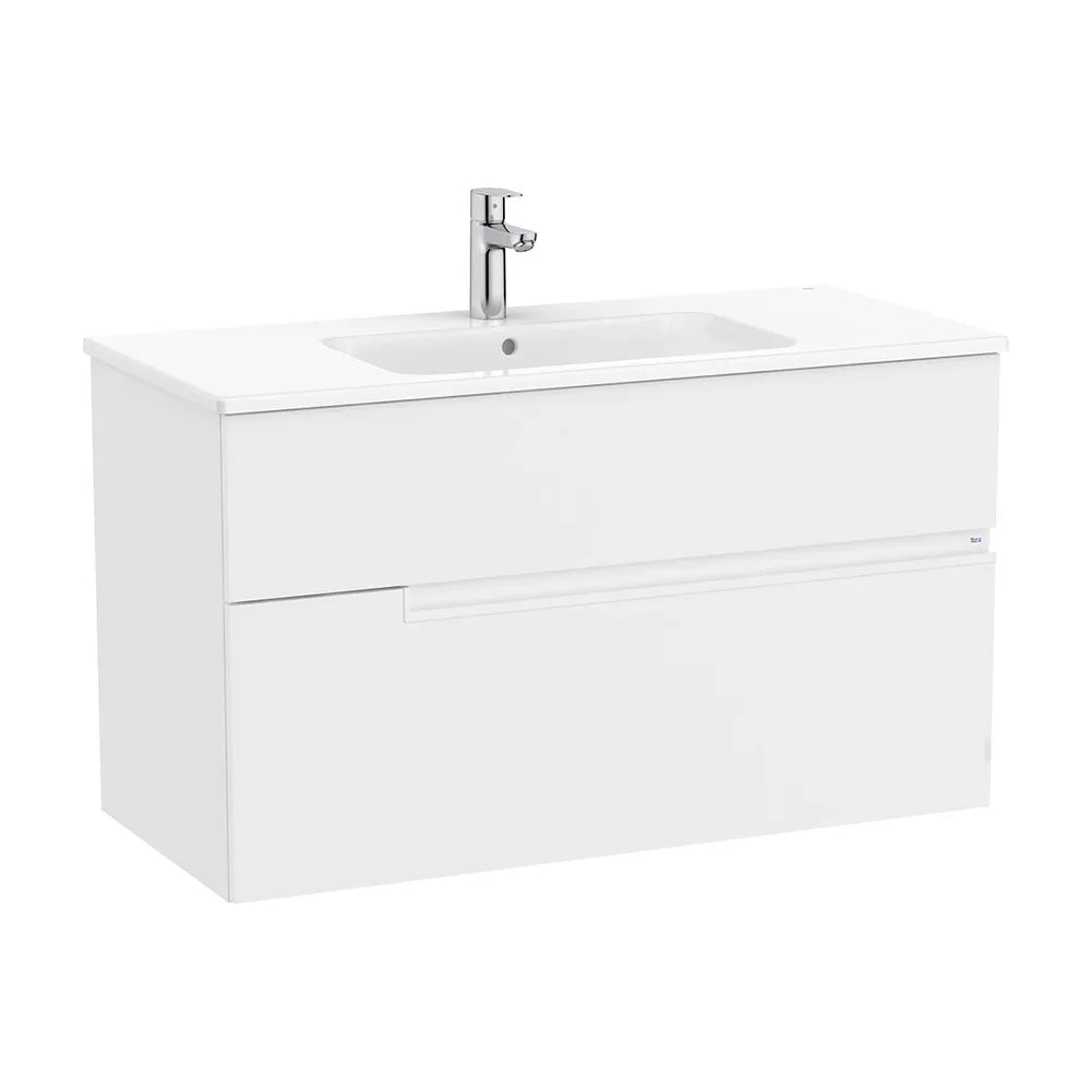 Mueble base suspendido con dos cajones y lavabo porcelana 1005x460x583 mm Roca - Vista 2