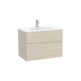 Meuble Sous Vasque Suspendu Deux Tiroirs Avec Vasque en Porcelaine X 58 Cm Finition Frêne Clair Victoria 80x46 cm Roca