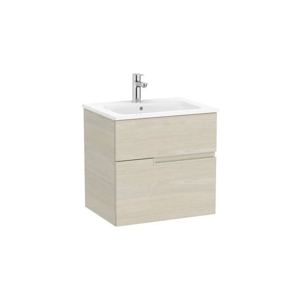 Mueble base suspendido dos cajones con lavabo porcelana 60x46x58 cm Roca - Vista 1