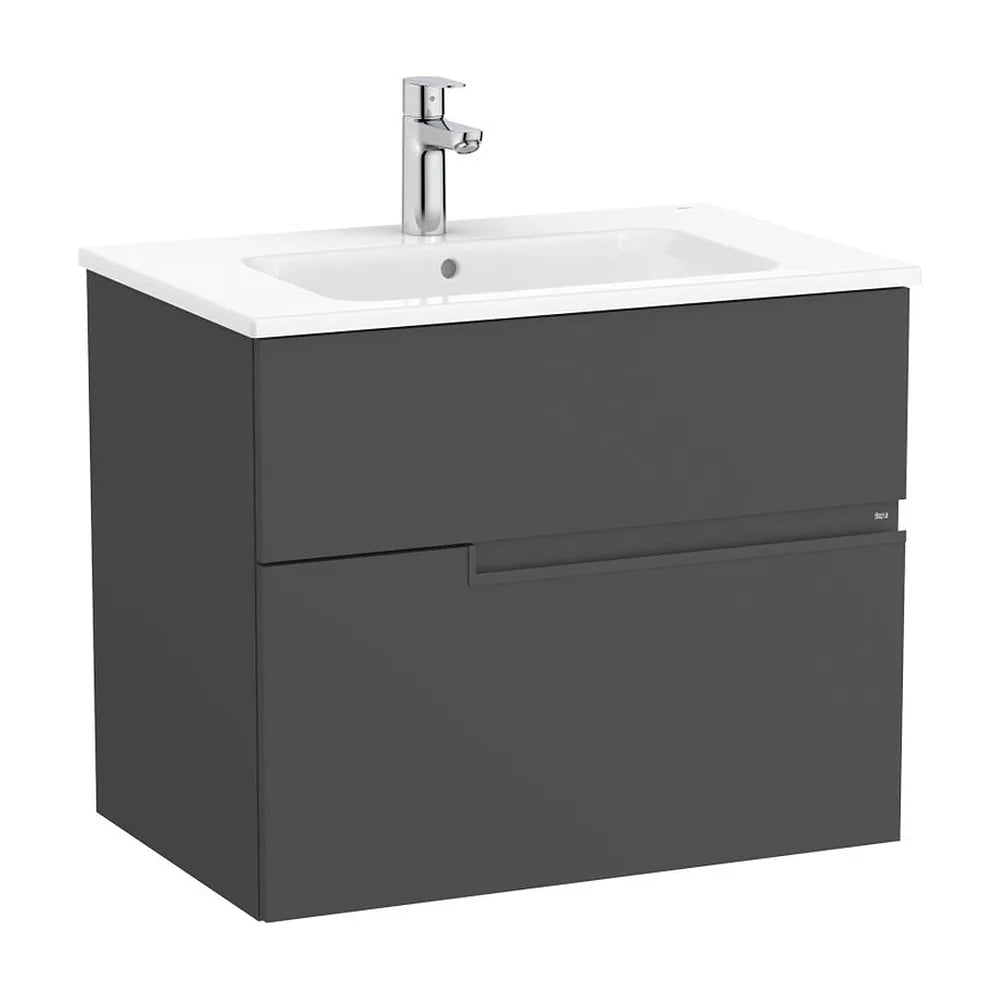 Mueble base suspendido con dos cajones y lavabo porcelana 70x46x58 cm Roca - Vista 2