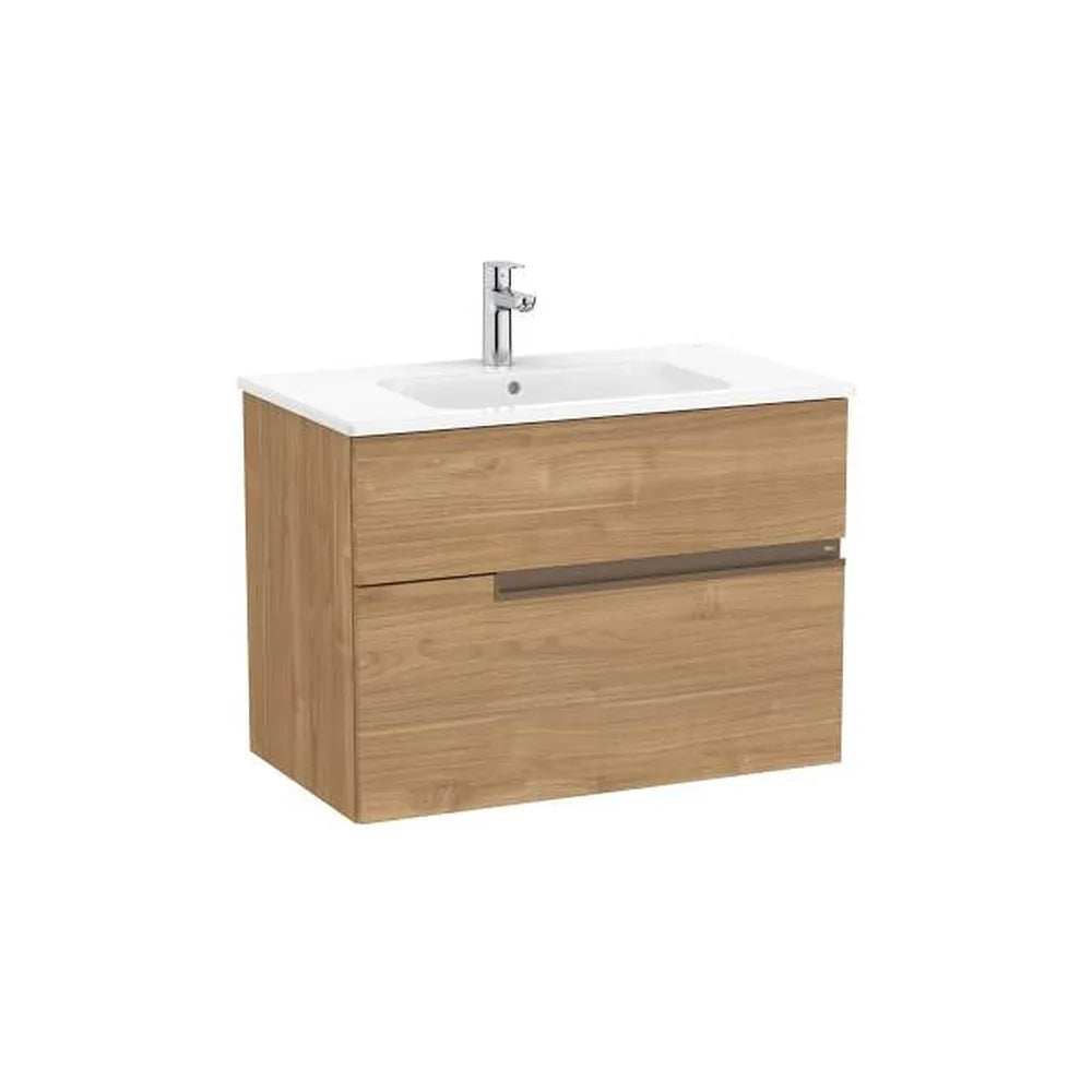 Mueble base suspendido con dos cajones y lavabo porcelana 80x46x58 cm Roca - Vista 1
