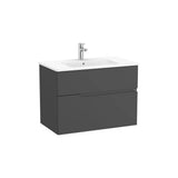 Meuble Suspendu À Deux Tiroirs Avec Lavabo en Porcelaine X 58,3 Cm Finition Onyx Victoria 80,5x46 cm Roca