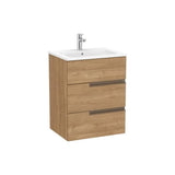 Mueble Base Suspendido with Basin Porcelana Tres Cajones Nogal 60x46x75cm Roca