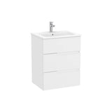 Wall-Hung Base Unit with Three Drawers and Porcelain Washbasin 60x46x76cm Victoria Collection Roca