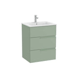 Meuble Sous Vasque Suspendu 3 Tiroirs Avec Vasque en Porcelaine X 75,7 Cm Couleur Vert Sève 60,5x46 cm Roca