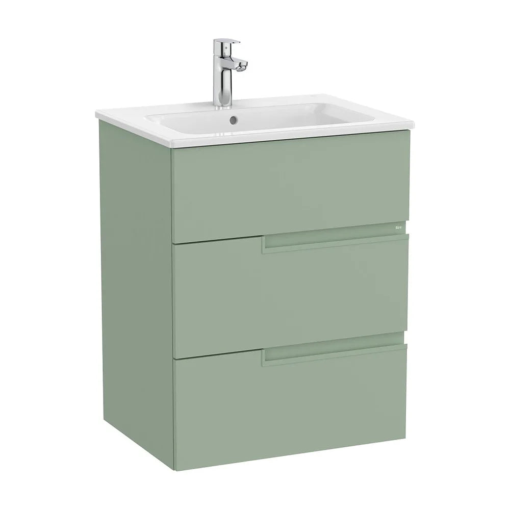 Mueble base suspendido con tres cajones y lavabo porcelana 60x46x76 cm Roca - Vista 2