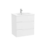 Mueble Base Suspendido with Basin de Porcelana Tres Cajones Colección Victoria White Mate Roca