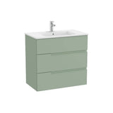 Móvel Base Suspenso Com Lavatório Em Porcelana Três Gavetas X 75,7 Cm Cor Verde Savia Coleção N Victoria 80,5x46 cm Roca