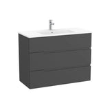 Mueble Base Suspendido con Tres Cajones y Lavabo Porcelana 1005x460x757mm Roca