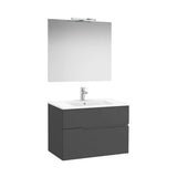 Mueble Base 2 Cajones Lavabo Espejo y Aplique Led Starlight 80x46x58cm Colección Victoria Roca
