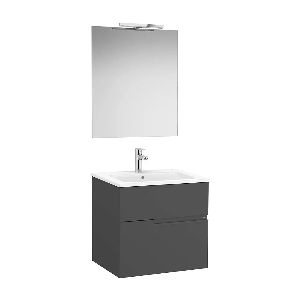 Pack mueble base dos cajones lavabo espejo aplique LED Starlight 60x46x58 cm Roca - Vista 2