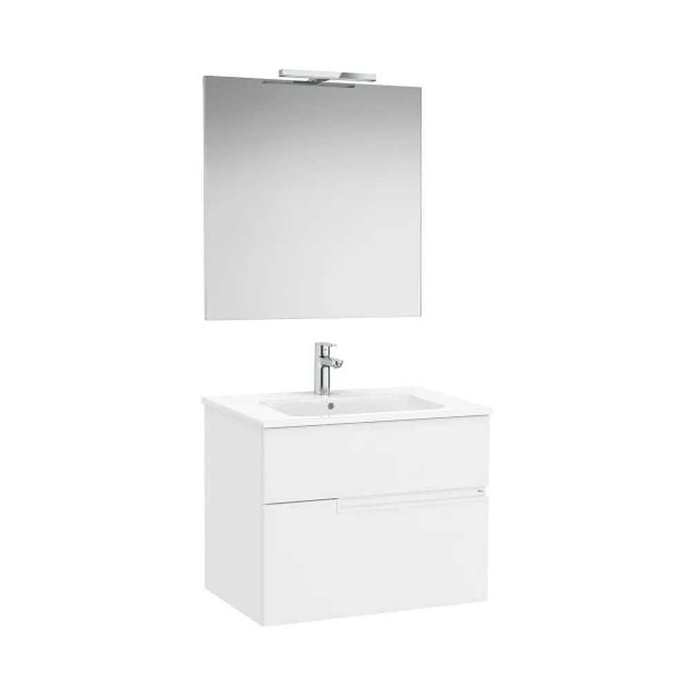 Pack mueble base dos cajones lavabo espejo aplique LED Starlight blanco mate Roca - Vista 1