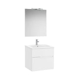 Mueble Base 2 Cajones Lavabo Espejo y Aplique Led Starlight 60x46x58cm Roca