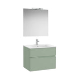 Meuble Bas Suspendu Deux Tiroirs Avec Lavabo en Porcelaine Miroir Et Applique Led X 58,3 Cm 70,5x46 cm Colección Victoria Roca