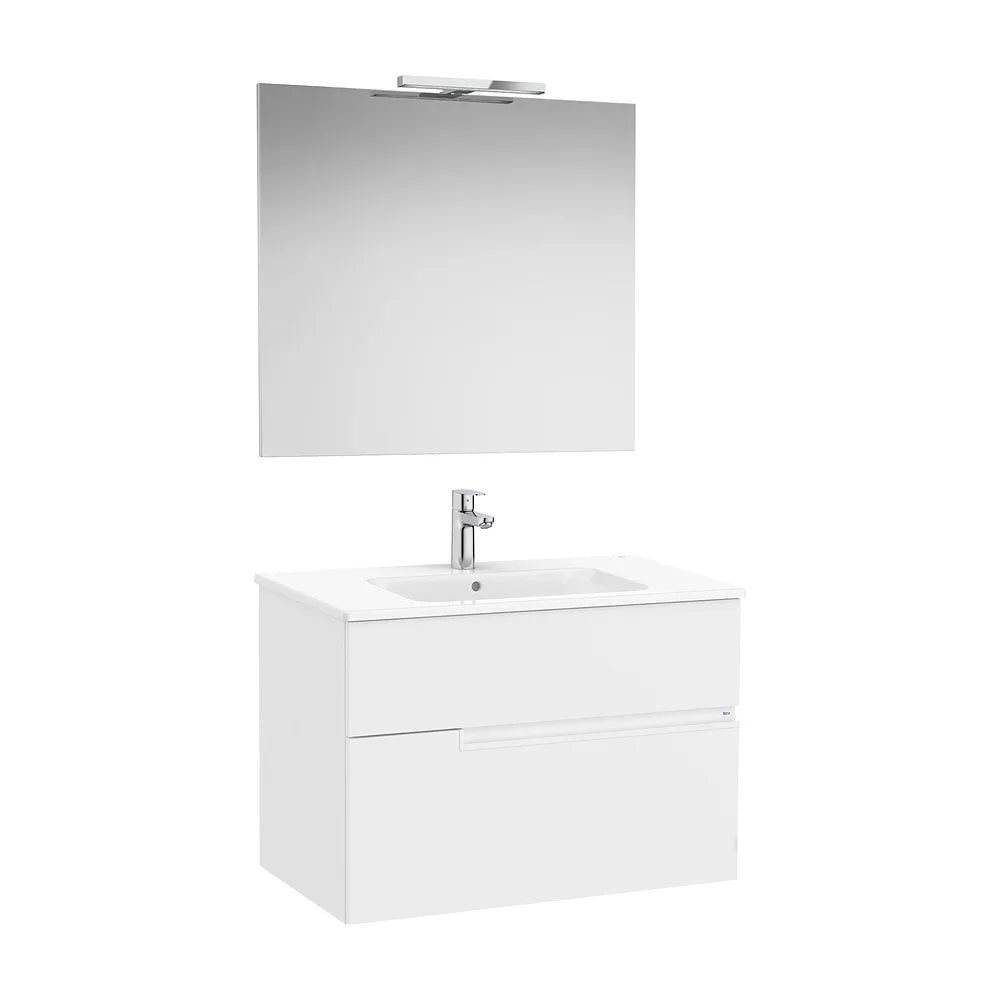 Pack mueble base dos cajones lavabo espejo y aplique LED Starlight 80x46x58 cm Roca - Vista 2