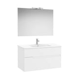 Ensemble Meuble Vasque Suspendu X 58 Cm Deux Tiroirs Vasque Céramique Intégrée Miroir Led 7w Starlight 100,5x46 cm Roca