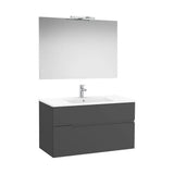 Mueble Base 2 Cajones Lavabo Espejo Aplique Led Starlight 100x46x58cm Colección Victoria Roca