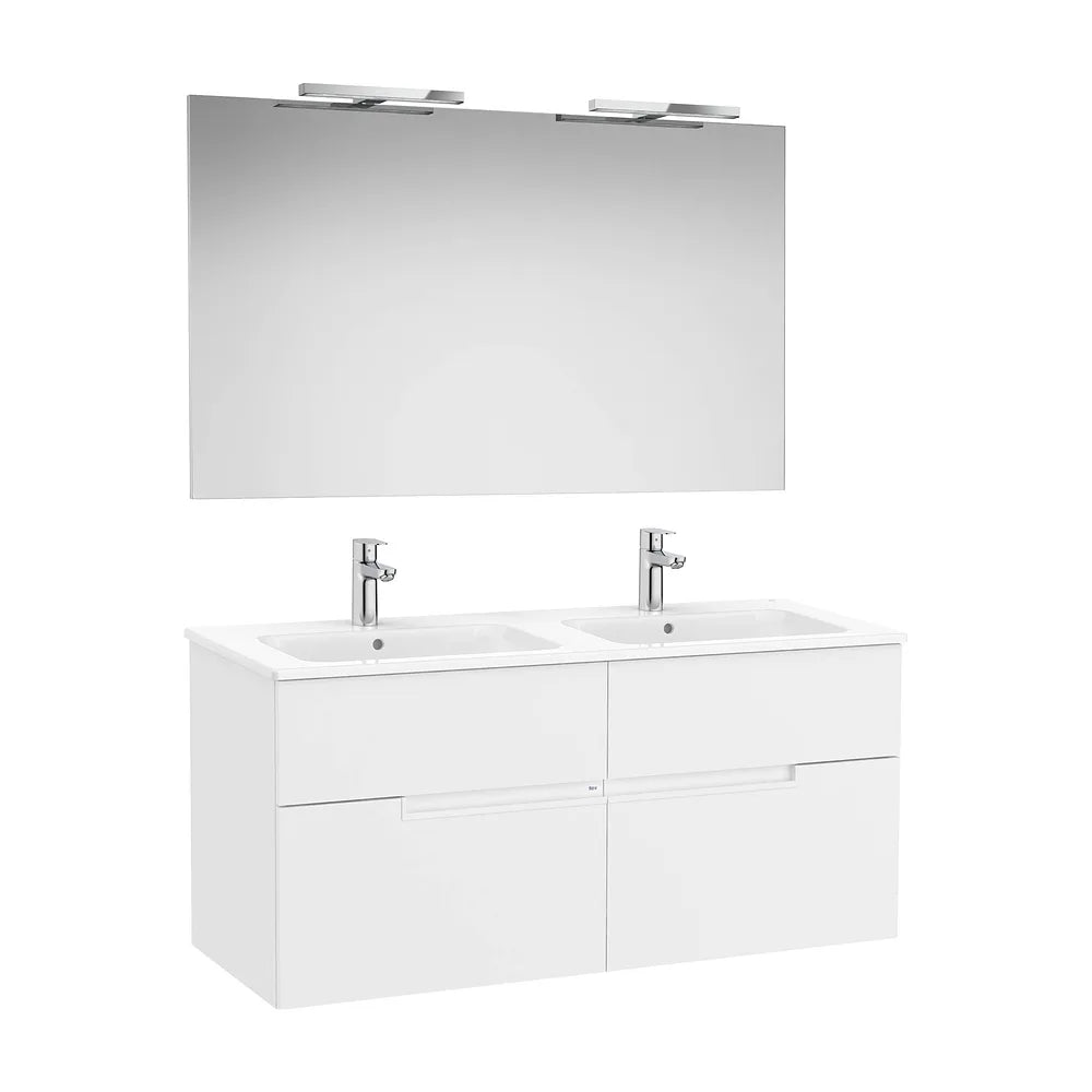 Pack mueble base cuatro cajones lavabo doble espejo aplique LED Starlight Roca - Vista 2