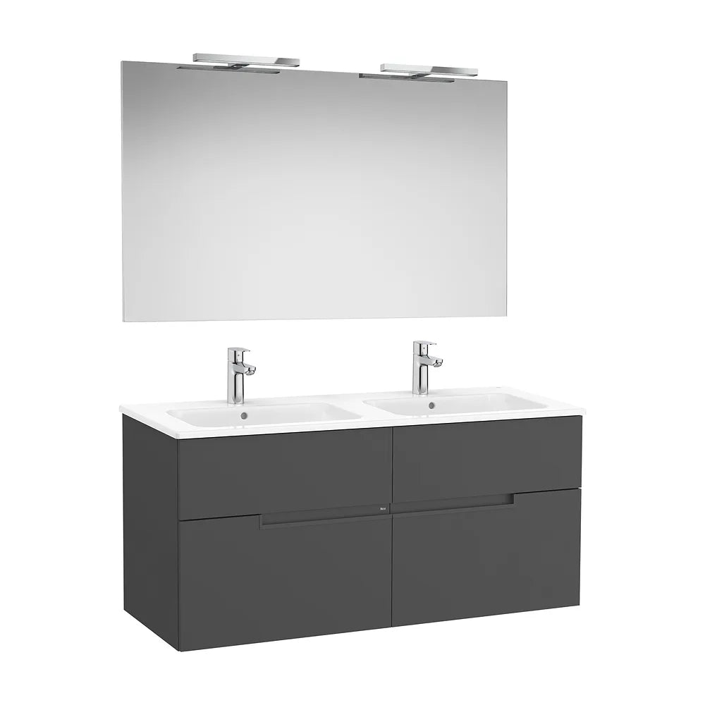 Pack mueble base cuatro cajones lavabo doble espejo y aplique LED Starlight Roca - Vista 2