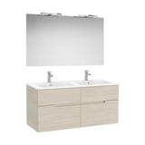 Mueble Base Cuatro Cajones Lavabo Doble Espejo y Aplique Led Starlight 119x46x58cm Colección Victoria Roca