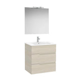Meuble Bas Suspendu Trois Tiroirs Lavabo Porcelaine Miroir Applique Led 7w 4000k N 70x90cm Colección Victoria Roca