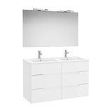 Mueble Base Seis Cajones Lavabo Doble Espejo Aplique Led Starlight Colección Victoria Roca