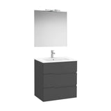 Mueble Base Tres Cajones Lavabo Porcelana Espejo Aplique Led 70x46x75cm Colección Victoria Roca