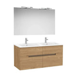 Meuble Bas 4 Tiroirs Double Vasque Miroir Éclairage Led Starlight Suspendu Finition Noyer Colección Victoria Roca