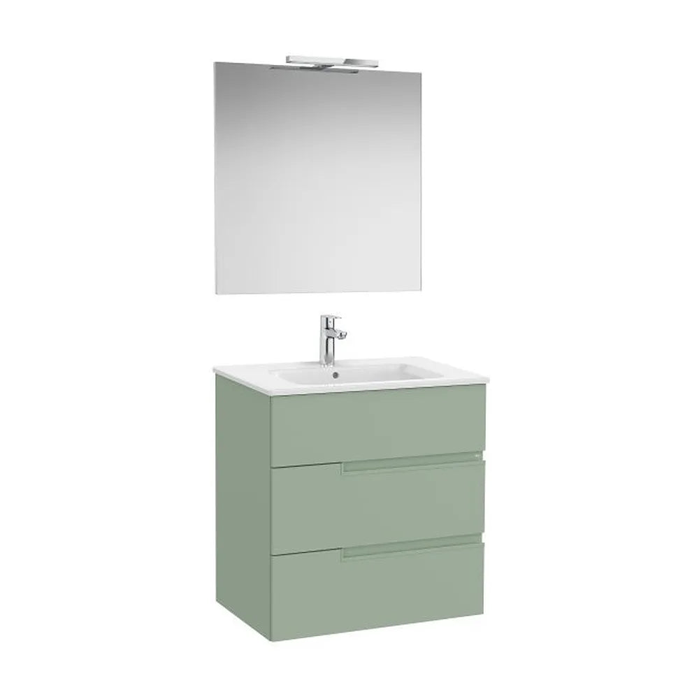 Mueble Base Tres Cajones Lavabo Porcelana Espejo Aplique Led Starlight 70x46x76cm Colección Victoria Roca - Vista 1