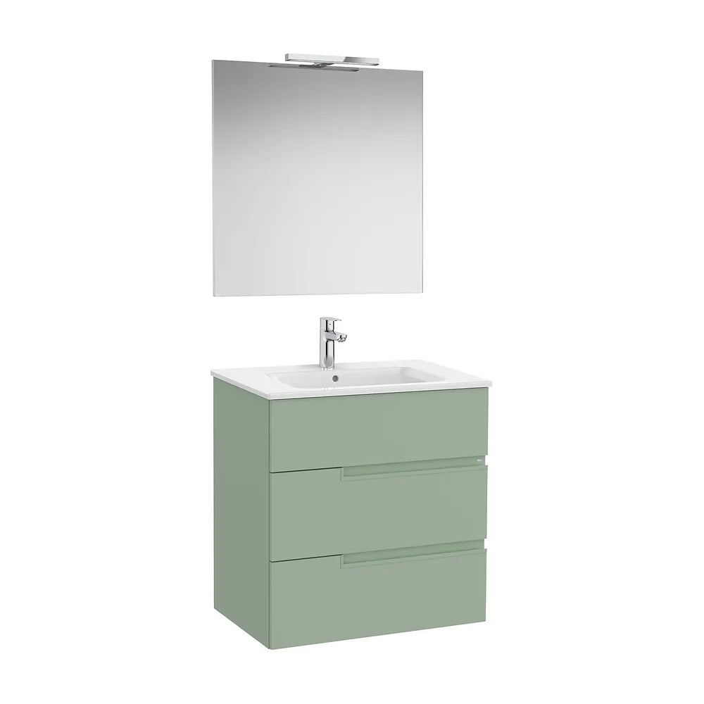 Mueble Base Tres Cajones Lavabo Porcelana Espejo Aplique Led Starlight 70x46x76cm Colección Victoria Roca - Vista 2