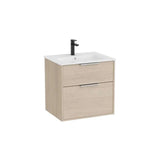 Mueble Base Compacto Suspendido con 2 Cajones y Lavabo Porcelana 60x46x58cm Colección Optica Roca