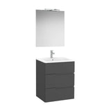 Mueble Base Tres Cajones Lavabo Porcelana Espejo Aplique Led Starlight Colección Victoria Roca