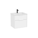 Meuble Suspendu Compact Deux Tiroirs Avec Lavabo en Porcelaine X 58 Cm Blanc Mat 60,5x46 cm Roca