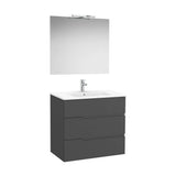 Mobilier Sous Vasque Suspendu 3 Tiroirs Lavabo en Porcelaine Miroir Led Starlight X 75,7 Cm 80,5x46 cm Colección Victoria Roca