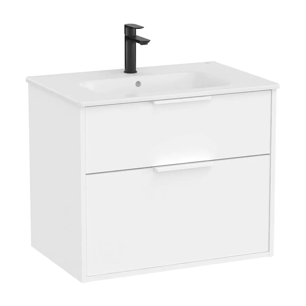 Mueble base compacto suspendido con dos cajones y lavabo porcelana blanco 70x46x58 cm Roca - Vista 2